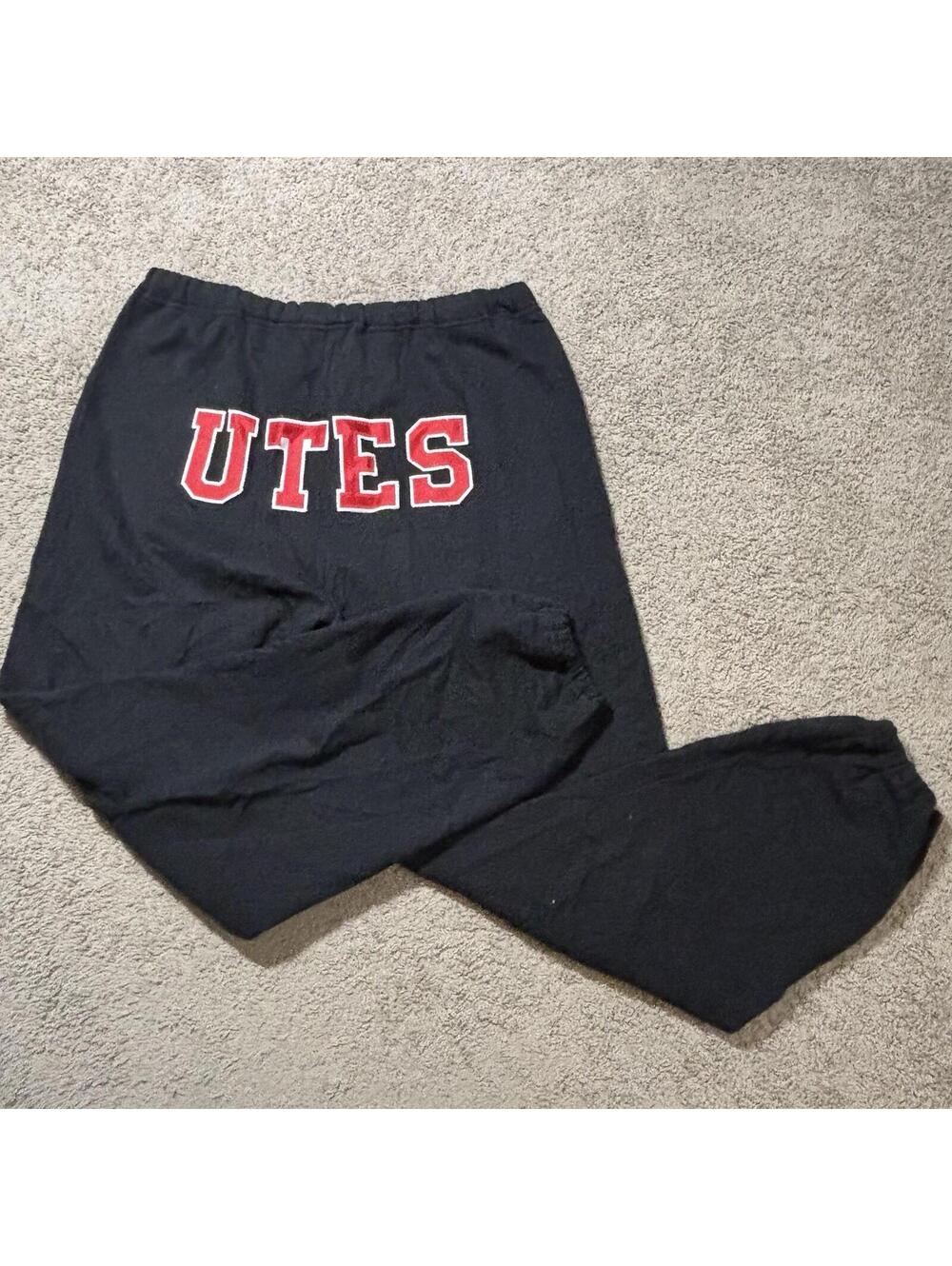 Vintage 90s Russell Athletic Utah Utes Sweatpants XL Black Made in USA Stitched
